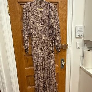 Natalie Martin Long Sleeve Dress - Brown and Cream